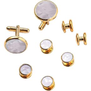 Rockyu Cufflinks for Men Brand Round Cufflinks Light Surface Round Link Set Business Stainless Steel Gentleman Antique European Style Accessories in Kuwait