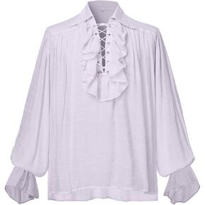 GRACEART Men Pirate Shirt Women Vampire Renaissance Shirts Victorian Ruffled Medieval Costume Cotton Linen Shirt in Kuwait