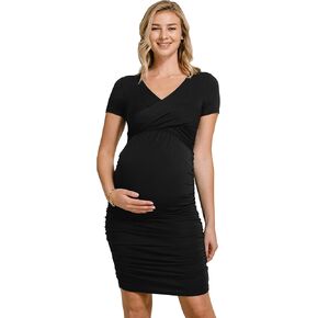 LaClef Women's Wrap Short Sleeve Bodycon Maternity Dress in Saudi Arabia