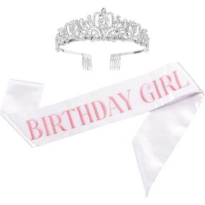 طقم وشاح وتاج لعيد الميلاد - وشاح من الساتان المطرز وتاج فضي من حجر الراين - إكسسوارات وهدايا لحفلات أعياد الميلاد للنساء والفتيات in Kuwait