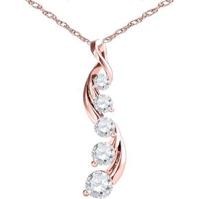 قلادات قلادة رحلة للنساء 1/2 (0.50) قيراط 5 أحجار من الألماس الأبيض الطبيعي في 10 قيراط من الذهب الأبيض الأصفر الوردي مع سلسلة مربعة طويلة مطلية بالذهب عيار 18 بوصة أفضل مجموعة مجوهرات للذكرى السنوية وعيد الميلاد والزفاف والخطوبة in Kuwait