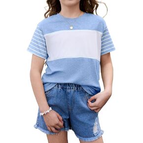 قمصان صيفية للفتيات من blibean Tween بأكمام قصيرة وبلوزات ملونة مقاس 6-15 سنة in Kuwait