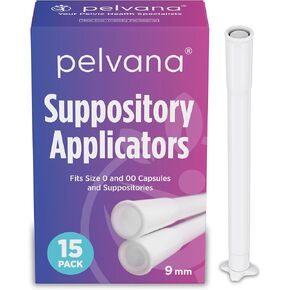 Pelvana Vaginal Suppository Applicators for Women - 15 Individually Wrapped Sterile Applicators, Fits Size 0 & 00 Capsules, Pills, Tablets up to 9mm - Disposable, Rounded Edges, Easy-Grip Handle in Kuwait