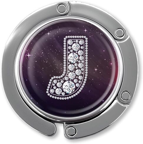 هدايا خطافية أولية من الماس المضحك - حرف J من الألماس الفضي - حامل محفظة قابل للطي للطاولة - شماعة حقيبة يد مستديرة للنساء - هدايا عيد ميلاد للعائلة وزملاء العمل والأصدقاء والسيدة الرئيسة in Kuwait