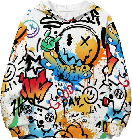 SOLY HUX Boy's Graphic Hoodie Cartoon Print Long Sleeve Hooded Sweatshirt Loose Pullover Tops in Saudi Arabia