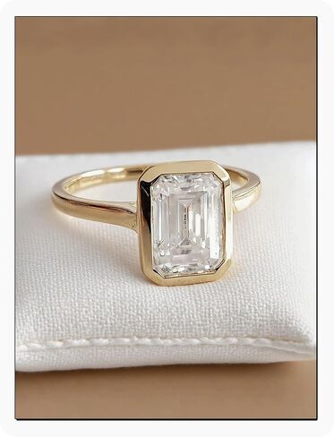 Dulin 1ct/2ct/3ct Emerald Cut Cubic Zirconia Engagement Ring for Women 14K Gold Plated 925 Sterling Silver Anniversary Wedding Promise Gift for Wife Christmas Valentine's Day Birthday Gift for Her in Saudi Arabia