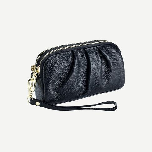 Women's Wallet Large Capacity Double Zip Ladies Card Phone Holder Wristlet Leather strap Long Purse in Saudi Arabia