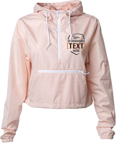 TEEAMORE Custom Cropped Women's Windbreaker Jacket Personalized Embroidered Jacket Half Zip-Up Crop Top in Saudi Arabia
