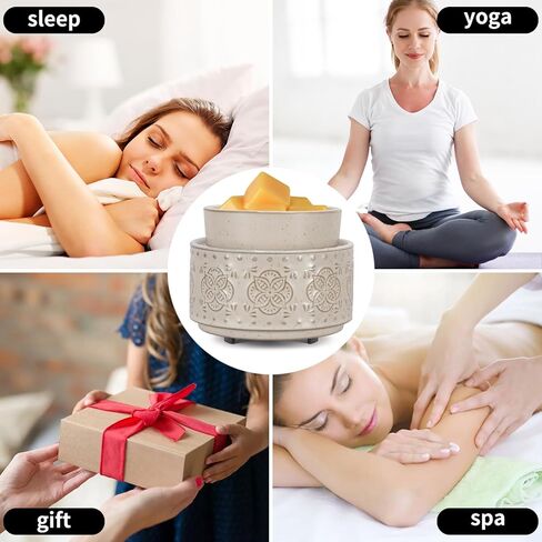mocosa السيراميك الشمع دفئا الشمع تذوب أكثر دفئا للشمع المعطر 3-1 شمعة كهربائية دفئا المنزل العطر الشمع الموقد للأم النساء (البيج الحبيبي) in Kuwait