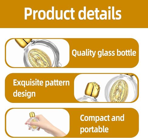 12 Pcs Catholic Holy Water Bottles 0.5 Floz Embossed Glass Holy Water Bottle with Toned Cap and Toned Depiction Communion Gifts for Family Church,Portable Favors Spiritual(Gold,Our Lady of Guadalupe) in Saudi Arabia
