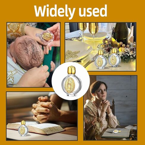 12 Pcs Catholic Holy Water Bottles 0.5 Floz Embossed Glass Holy Water Bottle with Toned Cap and Toned Depiction Communion Gifts for Family Church,Portable Favors Spiritual(Gold,Our Lady of Guadalupe) in Saudi Arabia