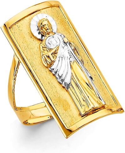 14k Two Tone Gold St. Jude Men's Ring in Saudi Arabia