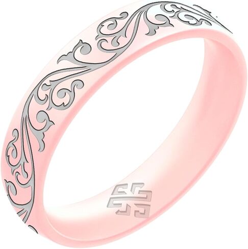 Knot Theory Filigree Silicone Ring for Women - Baby Blue, Cosmic Purple, Dark Silver, Lavender, Pink, Rose Gold, White Breathable Comfort Fit 6mm Bandwidth in Saudi Arabia