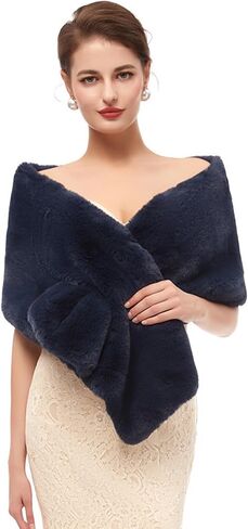 Faux Fur Wrap for Women,Winter Shawl for Wedding Stole Shrug Fur Cape 1920s in Saudi Arabia