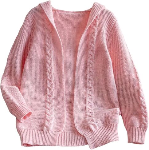 GORGLITTER Girl's Cable Knit Sweater Cardigan Long Sleeve Open Front Hooded Sweater Cute Fall Clothes in Saudi Arabia