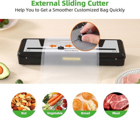 Vacuum Sealer Machine | Powerful 80kPa Suction | Bags and Cutter Included | Compact One-Touch Automatic Food Sealer with External Vacuum System | Preserve Freshness, Prevent Freezer Burn in Saudi Arabia