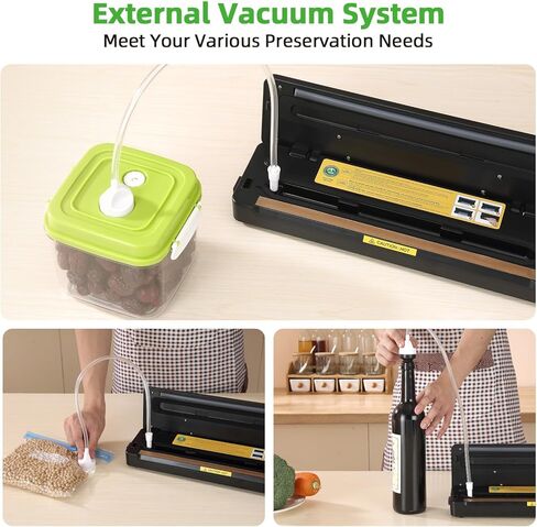Vacuum Sealer Machine | Powerful 80kPa Suction | Bags and Cutter Included | Compact One-Touch Automatic Food Sealer with External Vacuum System | Preserve Freshness, Prevent Freezer Burn in Saudi Arabia