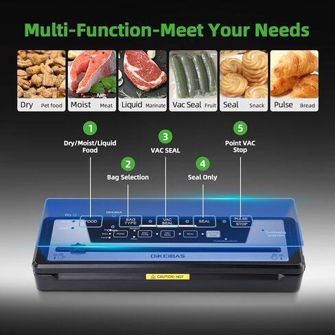 Vacuum Sealer Machine | Powerful 80kPa Suction | Bags and Cutter Included | Compact One-Touch Automatic Food Sealer with External Vacuum System | Preserve Freshness, Prevent Freezer Burn in Saudi Arabia