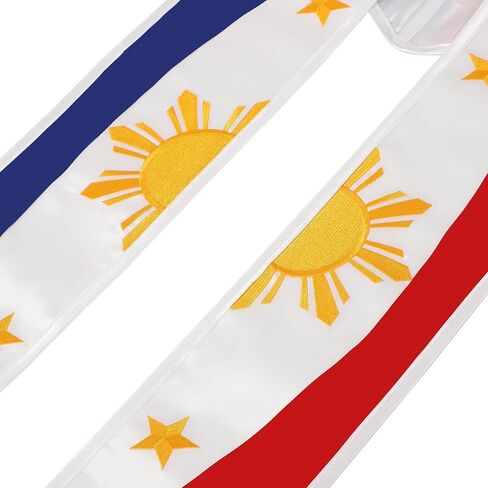 Philippines Flag Embroidered Graduation Stole Scarf, Patriotic Sash for Graduation Ceremonies 72 Inches Long in Saudi Arabia