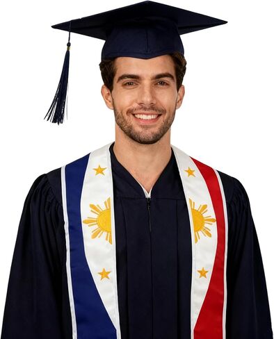 Philippines Flag Embroidered Graduation Stole Scarf, Patriotic Sash for Graduation Ceremonies 72 Inches Long in Saudi Arabia