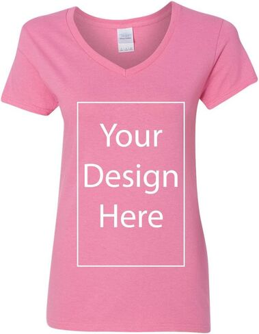 V-Neck Ladies Add Your Own Text Design Custom Personalized T-Shirt Tee in Saudi Arabia