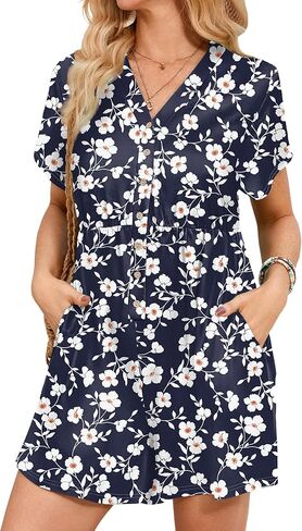 MAKABO Womens Summer Floral Rompers V Neck Boho Short Sleeve Jumpsuits With Pockets Casual Beach Vacation Outfits in Saudi Arabia