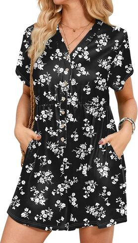 MAKABO Womens Summer Floral Rompers V Neck Boho Short Sleeve Jumpsuits With Pockets Casual Beach Vacation Outfits in Saudi Arabia