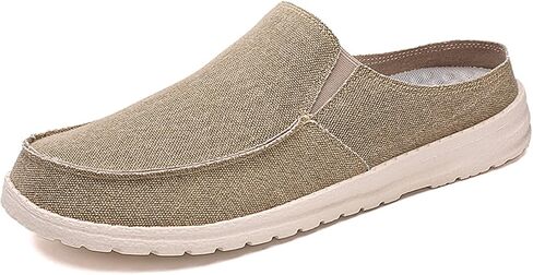 Mens Backless Slippers Canvas Mule Sneakers Breathable Slip on Driving Shoes in Saudi Arabia