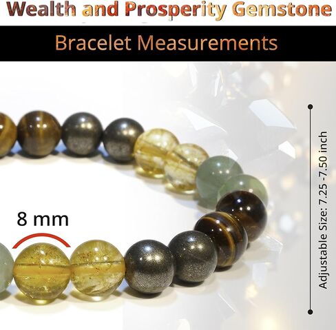 Money Attraction Bracelet for Wealth, Prosperity & Success – Abundance & Good Luck Feng Shui Bracelet with Pyrite, Citrine, Tiger Eye & Green Aventurine Crystals for Women & Men in Saudi Arabia