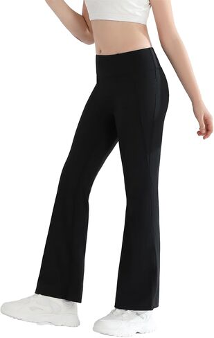 Angel season Flare Leggings for Girls Bell Bottoms Yoga Dance Pants Kid High Waist with Pocket Teen Sport Size 7-14 in Saudi Arabia