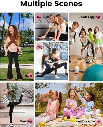 Angel season Flare Leggings for Girls Bell Bottoms Yoga Dance Pants Kid High Waist with Pocket Teen Sport Size 7-14 in Saudi Arabia