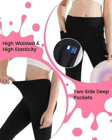 Angel season Flare Leggings for Girls Bell Bottoms Yoga Dance Pants Kid High Waist with Pocket Teen Sport Size 7-14 in Saudi Arabia