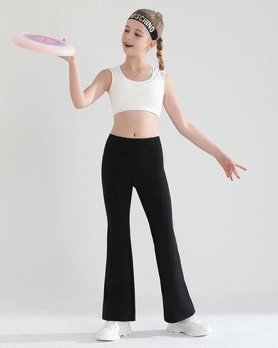 Angel season Flare Leggings for Girls Bell Bottoms Yoga Dance Pants Kid High Waist with Pocket Teen Sport Size 7-14 in Saudi Arabia