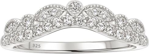 Moissanite Vintage Wedding Bands for Women Curved Ring Enhancer for Engagement Rings D Color VVS1 925 Sterling Silver in Saudi Arabia