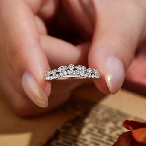 Moissanite Vintage Wedding Bands for Women Curved Ring Enhancer for Engagement Rings D Color VVS1 925 Sterling Silver in Saudi Arabia
