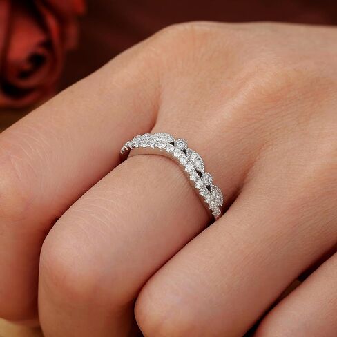 Moissanite Vintage Wedding Bands for Women Curved Ring Enhancer for Engagement Rings D Color VVS1 925 Sterling Silver in Saudi Arabia