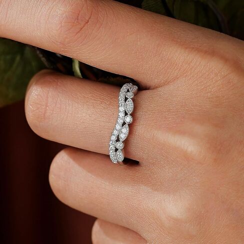 Moissanite Vintage Wedding Bands for Women Curved Ring Enhancer for Engagement Rings D Color VVS1 925 Sterling Silver in Saudi Arabia