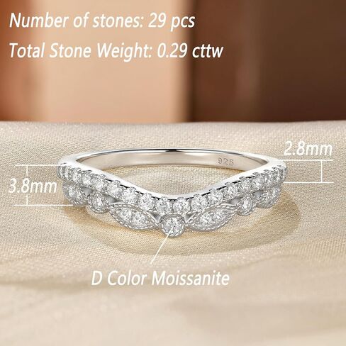 Moissanite Vintage Wedding Bands for Women Curved Ring Enhancer for Engagement Rings D Color VVS1 925 Sterling Silver in Saudi Arabia