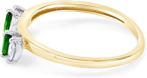 Jewel Zone US White Natural Diamond & Emerald Enhancer Guard Wrap Wedding Ring in 14k Two Tone Gold Over Sterling Silver (1/6 Cttw) in Saudi Arabia