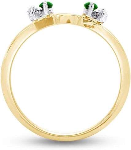 Jewel Zone US White Natural Diamond & Emerald Enhancer Guard Wrap Wedding Ring in 14k Two Tone Gold Over Sterling Silver (1/6 Cttw) in Saudi Arabia