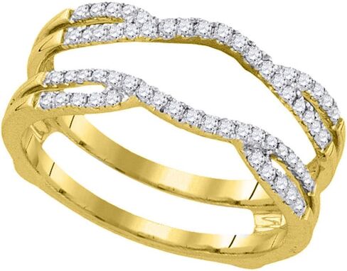 14kt Yellow Gold Womens Round Diamond Wrap Ring Guard Enhancer Wedding Band 1/3 Cttw (I1-I2 clarity; H-I color) in Saudi Arabia