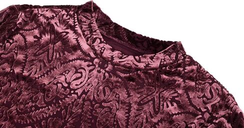 miduo Womens Velvet Burnout Top Crew Neck Long Sleeve Slim Fit Shirt Blouses Tops in Saudi Arabia