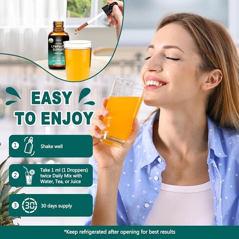 قطرات التصريف اللمفاوي الشحمي، تركيبة مكونة من 8 أعشاب مع إشنسا، البلسان، مزيج جذر الأرقطيون، للتصريف اللمفاوي، دعم المناعة، التطهير والتخلص من السموم، 2 أونصة سائلة in Kuwait