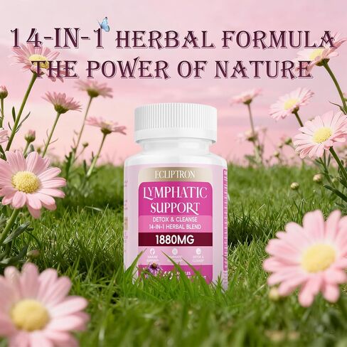 Lymphatic Drainage Supplement 1880 mg, Lymphatic System Support Supplement with Echinacea, Dandelion, Turmeric, Burdock, Elderberry, and Calendula, Lymph Detox Cleanse & Immune Support, 60 Capsules in Saudi Arabia