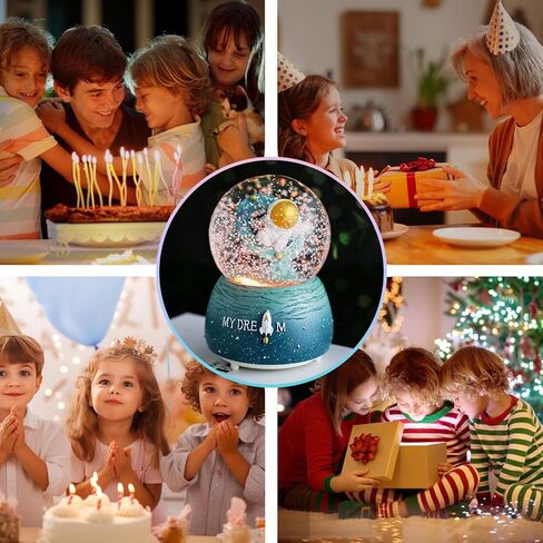 كرة ثلج عيد الميلاد، كرة ثلجية موسيقية مع أضواء LED متغيرة الألوان، تأثير سقوط الثلج التلقائي، زينة عيد الميلاد مع هدايا صندوق الموسيقى للفتيات والأطفال (أ) in Saudi Arabia