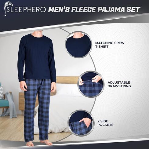 Men’s Holiday Pajama Set – Soft Winter Long Sleeve Top & Fleece Pants in Saudi Arabia