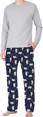 Men’s Holiday Pajama Set – Soft Winter Long Sleeve Top & Fleece Pants in Saudi Arabia