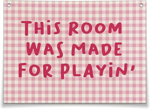 Pink Long Live Girlhood Banner, Vintage Art Linen Wall Hanging, Tapestry for Nursery Playroom Classroom Bedroom Decorations, Girl Living Room Backdrop, Kids Trendy Room Décor For Girls-017 in Saudi Arabia