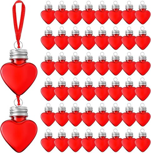 20 Pcs Valentine's Day Heart Shaped Drink Booze Balls Shot Ornament Plastic Fillable Ornaments Water Bottle Bulbs with String for Party Decoration (Transparent) in Saudi Arabia