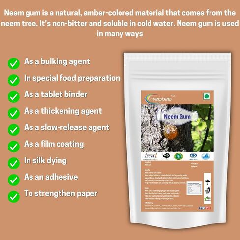 Neotea Natural Neem Gum – 200GM (7.05 OZ) | Edible Herbal Resin | Raw & Natural | Cooling Summer Ingredient for Drinks & Wellness in Saudi Arabia